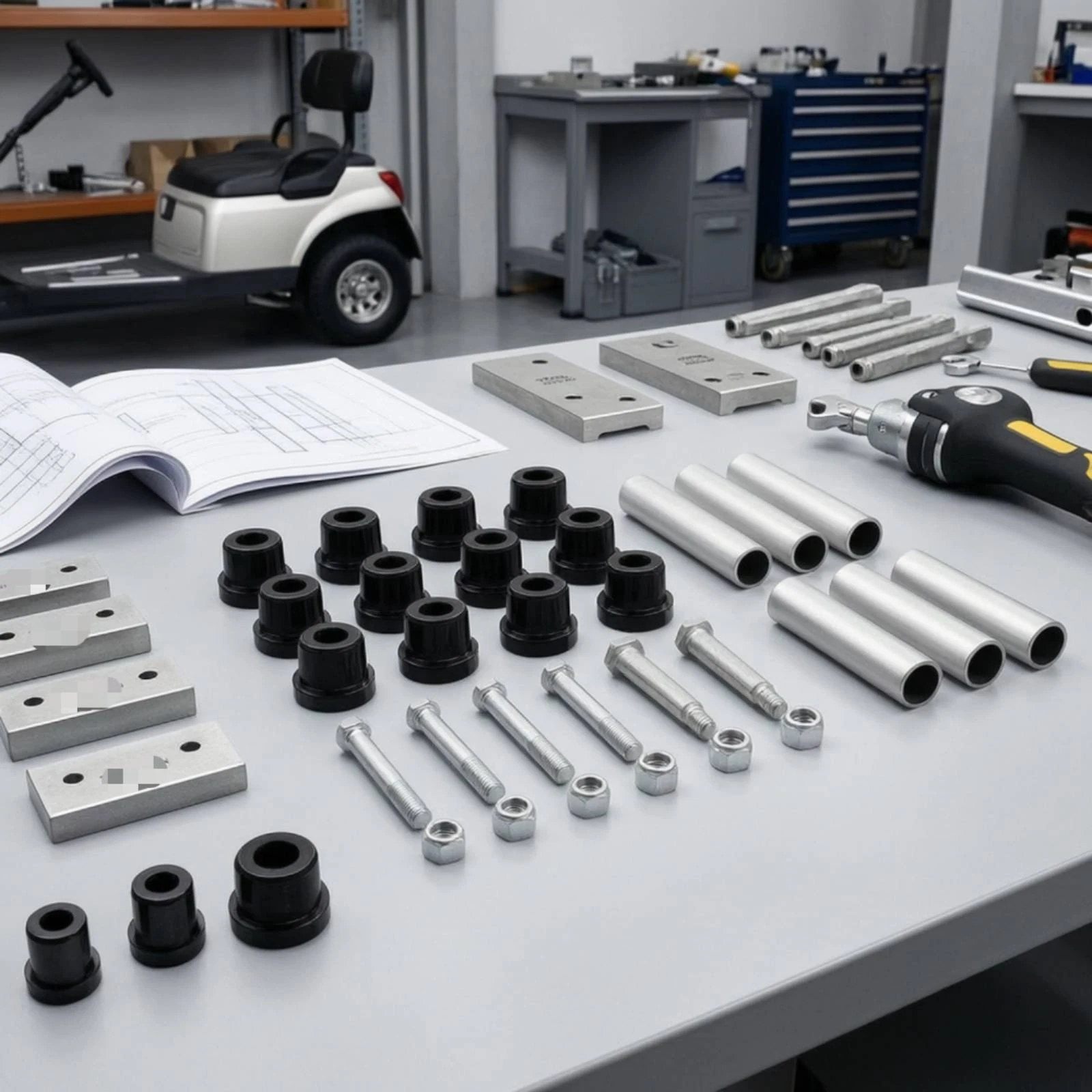 Golf Cart Hardware Kit Wear Resistant Bushings Repair Set Premium Machined Sleeves Complete for TXT Owners