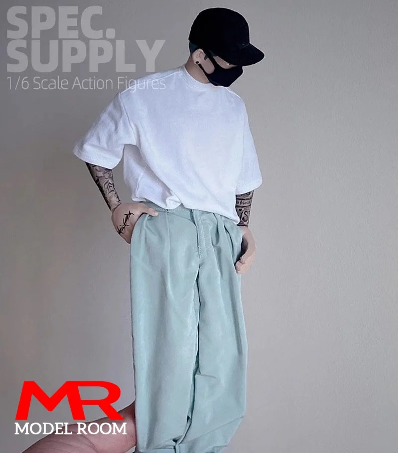 1/6 Scale Male Short Sleeves Vertical Stripe Shirt Casual Pants Clothes Model Fit 12'' Soldier Action Figure Body Dolls