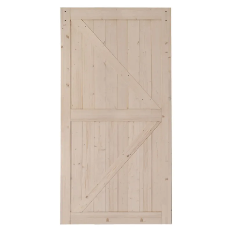 42 in x 84 in Unfinished Sliding Barn Door with 7FT Barn Door Hardware Kit & Handle K Frame Solid Spruce Wood