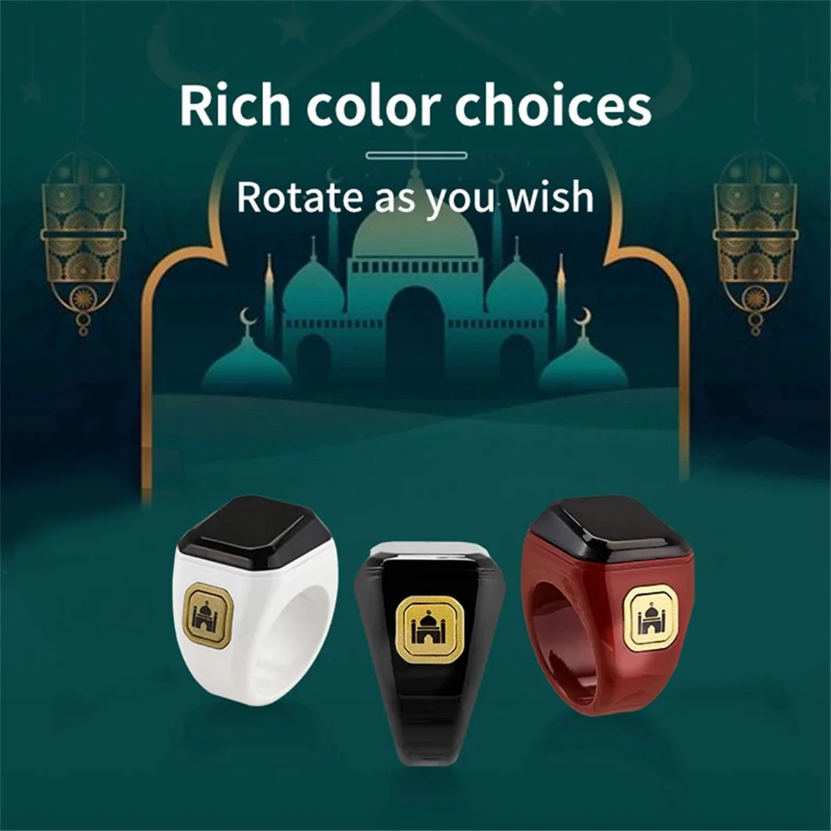 A22I スマートリング Bluetooth 電子指カウンター礼拝時間リマインダーカウント祈り指リングカウンター 18 ミリメートル黒