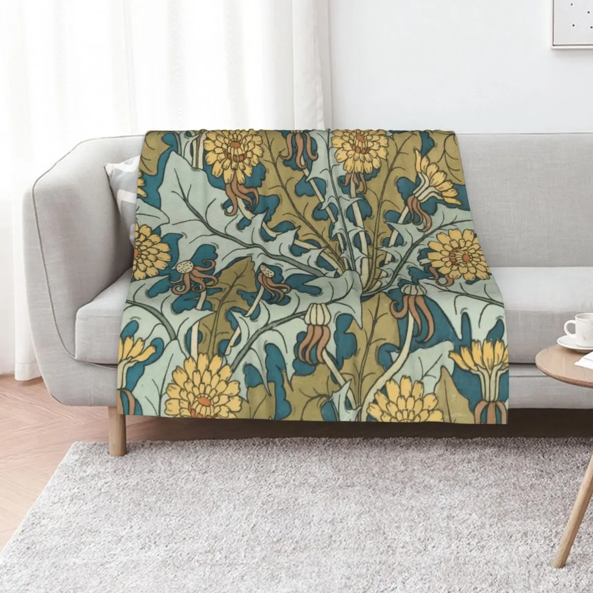 Art Nouveau Dandelion Throw Blanket for sofa Luxury Designer Plaid Heavy warm winter Nap Blankets