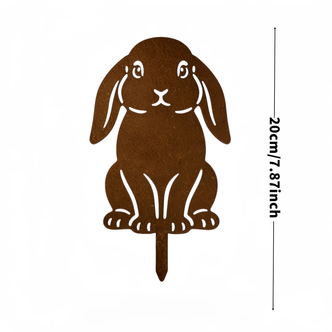 CIFBUY Iron Garden Stake Farmhouse Rabbit Yard Sign Outdoor Lawn Patio Decor Animal Metal Ornament Landscaping Ornament