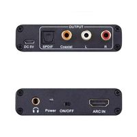 DAC SPDIF Coaxial RCA ARC Audio Adapter 3.5mm Jack Output 192KHz ARC Audio Adapter Extractor L/R Coaxial SPDIF Jack Splitter