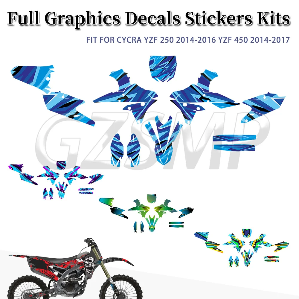 Motocross Graphics Decals Stickers Motorcycle Background Custom Number Fit For YAMAHA CYCRA YZF250 2014-2016 YZF450 2014-2017