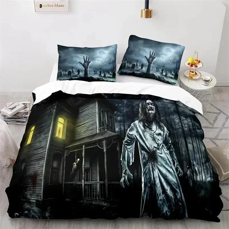 Luxury New 3D Print Horror Theme Spooky Bedding Set Boys Girls Twin Queen Size Duvet Cover Bed Kids Adult Home Textileextile