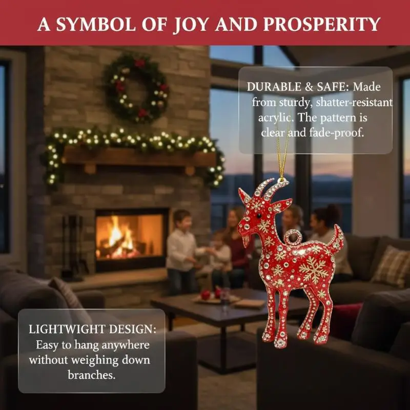 Portable Acrylic Chinese Zodiac Goat Hanging Ornament Auspicious Lucky Decor for Travel Home New Year Gift