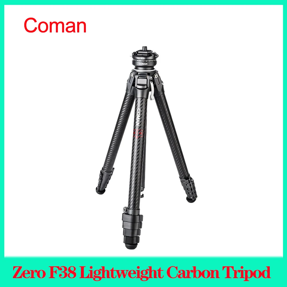 Coman Zero F38 Tripod Lightweight Carbon Travel Tripodwith Extend 1/4 Screw 360 Adjustable With Ballhead Head Camera Tripod