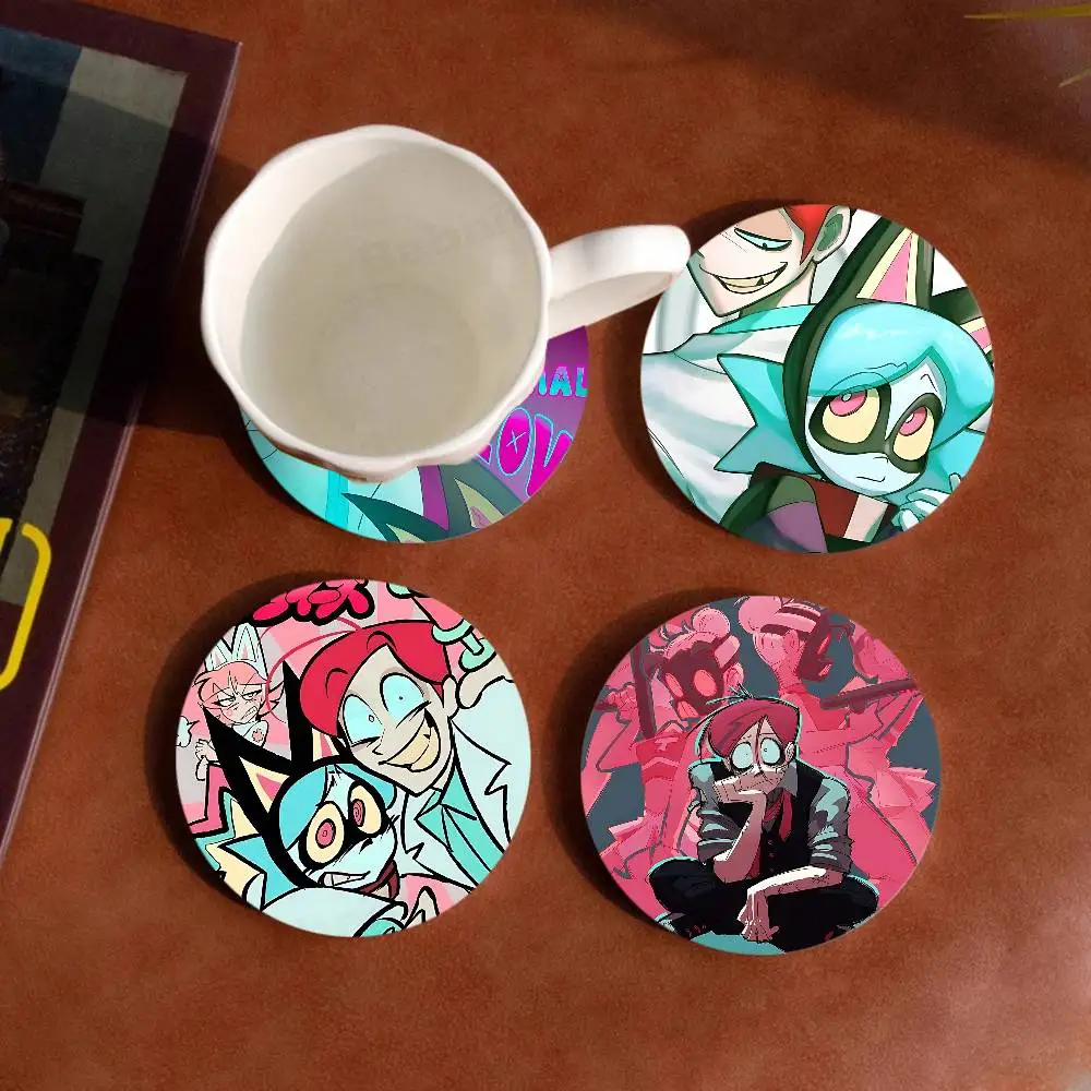 Popular Animation P-Psychocuties Printed Coasters Suitable for Daily Family Party Decoration, Office, Non-Slip Wooden Coasters