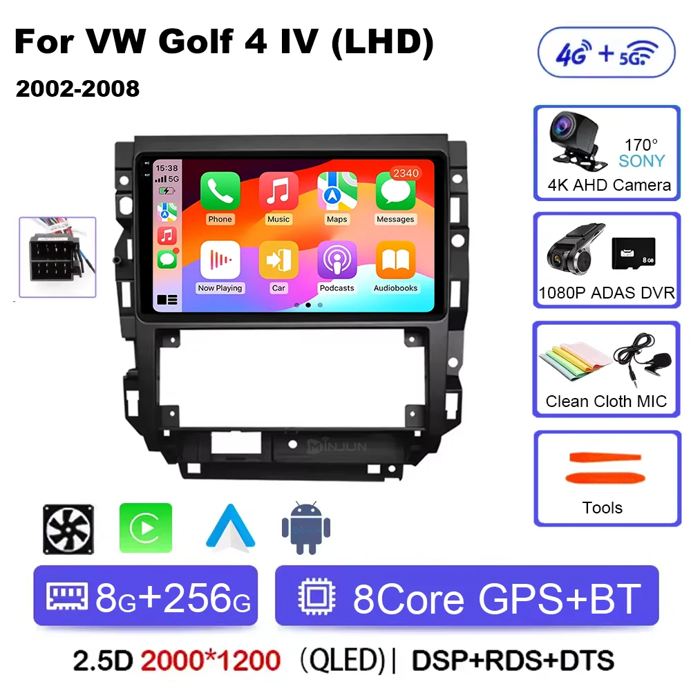 Android 15 Autoradio Voor Volkswagen VW Golf 4 Jetta MK4 Klassiekers Auto Multimedia Speler Stereo Carplay Auto Audio GPS Geen 2 DIN