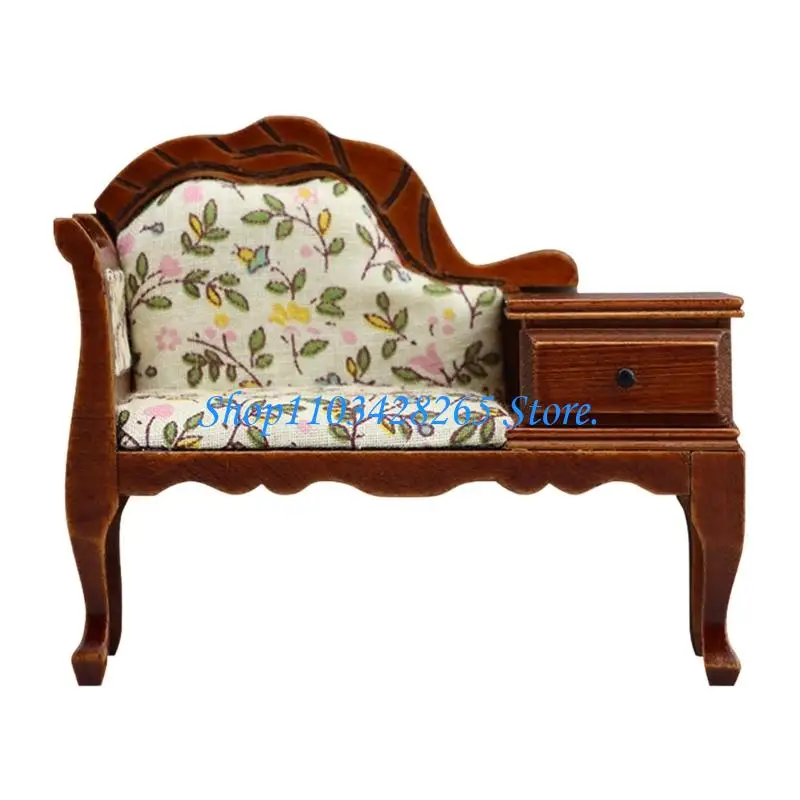 

Мебель для кукольных домиков премиум-класса 1, 12 масштабов, европейский резной деревянный шезлонг G2TE