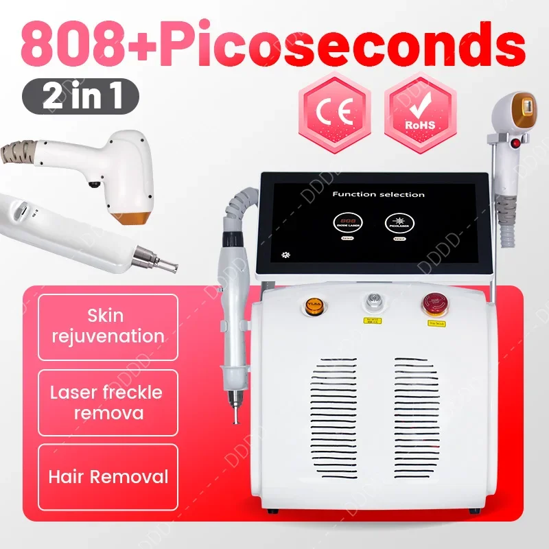 Professional 2 In 1 808nm Diode Laser Hair Remo Pico Laser Machine Carbon Peeling Picosecond Tattoo Remove Beauty Machine