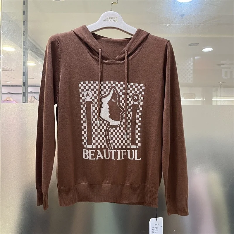 เสื้อสเวตเตอร์ไหมไลโอเซลถักทรงยาวสำหรับผู้หญิง สไตล์ลำลอง ใส่ทำงานได้ ทรงปกติ หลายสี