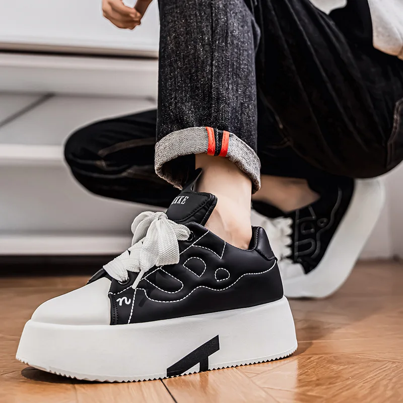 

2026 New Large Men Shoes Comfortable and Fashionable Design Casual Shoes Versatile Thick Soled Height Sneakers Zapatillas Hombre