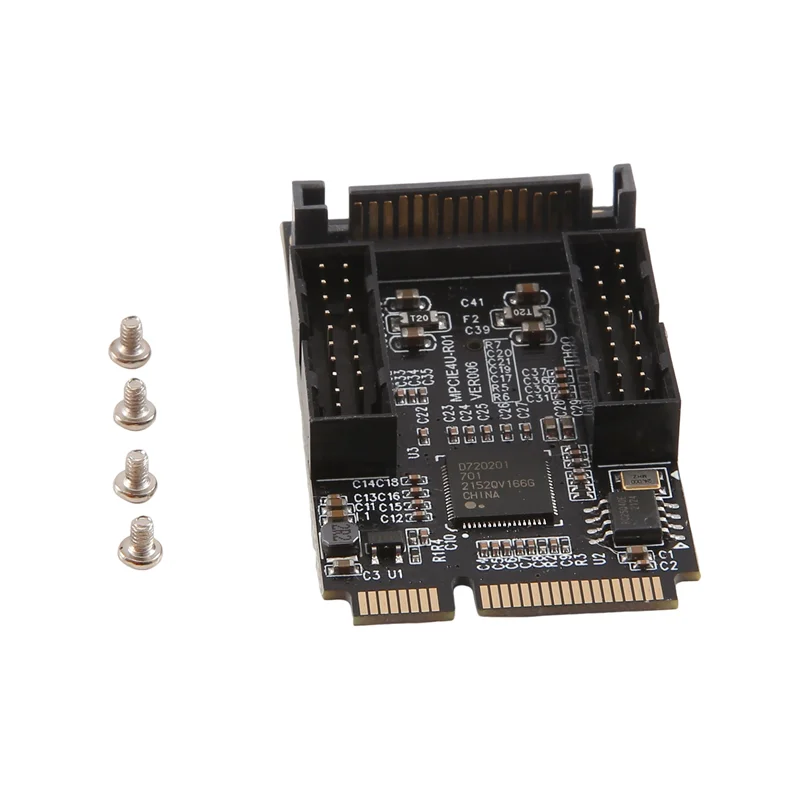 

Новый! !MINI PCI-E на двойной 19-контактный передний 19-контактный 5-контактный разъем 5 Гбит/с 4-портовый адаптер D720201 Модуль карты расширения порта захвата SATA