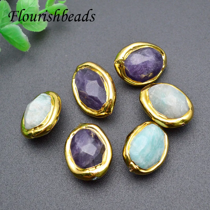 

Gold Plated Faceted Stone Beads DIY Beacelet Necklace Decoration Bead for Jewelry Making Supplier 10pcs/lot