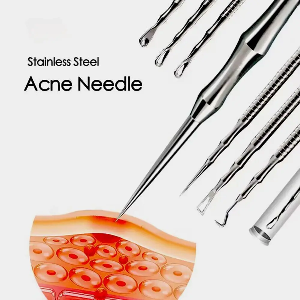 3 pçs ultra-fino removedor de espinha clipe celular raspagem & fechamento limpador profundo pinças cravo salão de beleza ferramenta da pele acne agulha