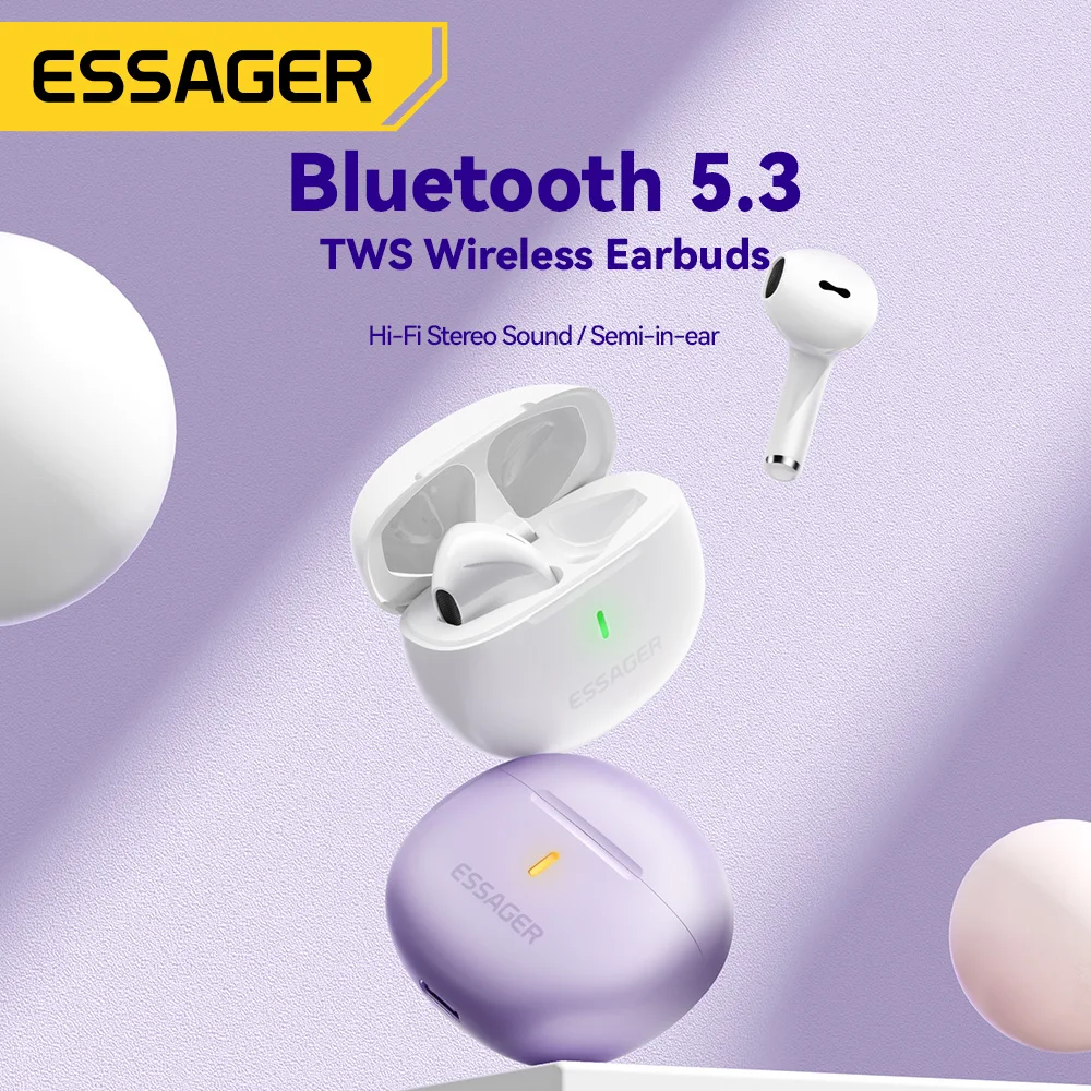 Essager TWS Szikratávirát Fejhallgató 5.3 Bluetooth Fülhallgató BT hifi semi-in-ear vel töltés Páholy Mali heaset  vel mic számára telefonok