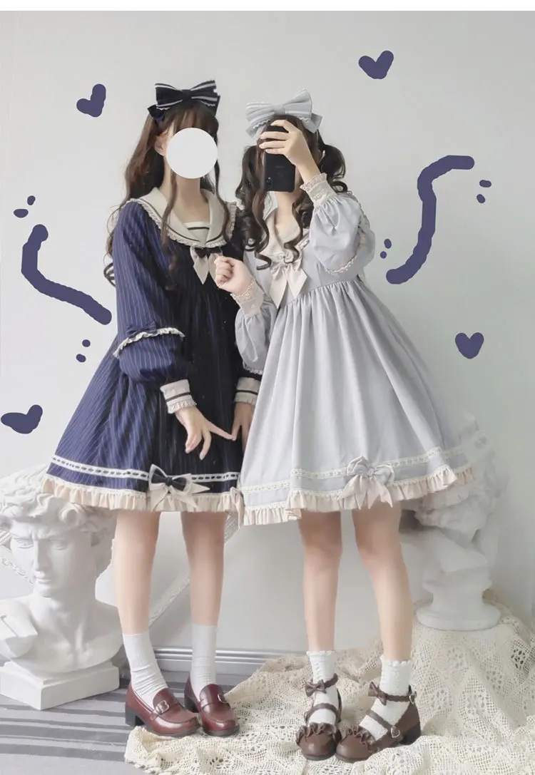 Palace prinzessin süße lolita kleid retro sailor kragen falbala hohe taille viktorianischen kleid kawaii mädchen gothic lolita op loli cos