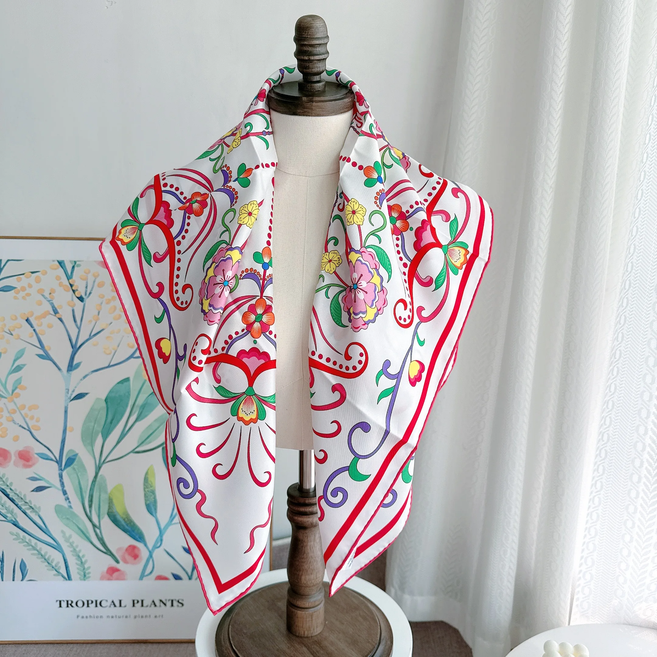 

100% шелковый шарф розовый туманный роскошный дизайнерский платок на голову 90 см хиджабы и шали для элегантных женщин бандана шарф с украшением на шею