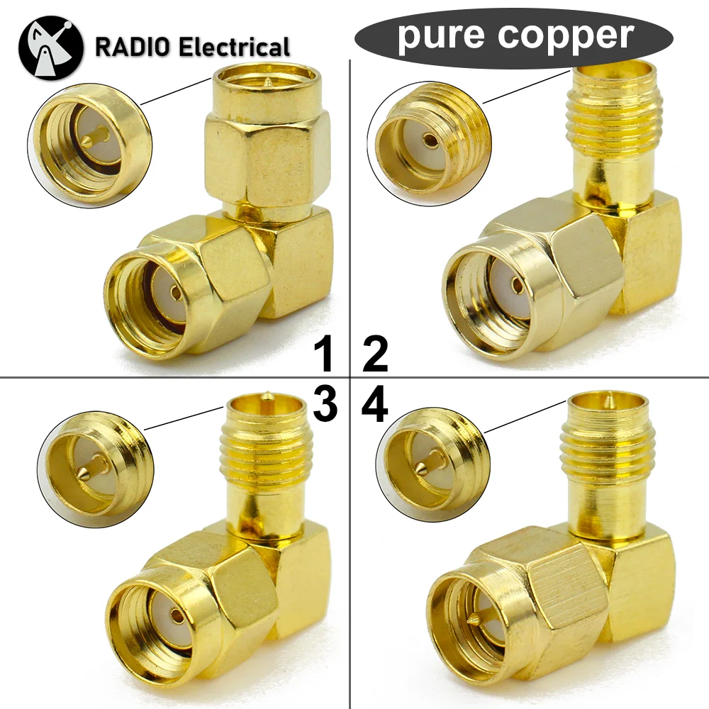 SMA to SMA Adapter 90 Degree Coaxial Male to Female Connector Right Angle for WIFI Antenna / 2G/3G/4G LTE Antenna/Extension FPV