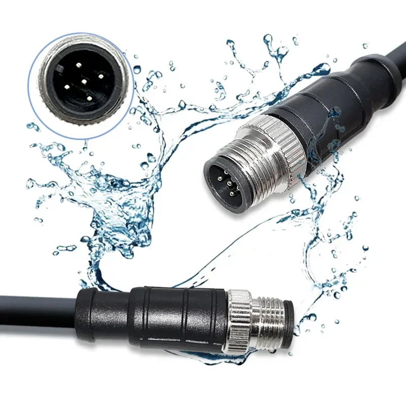 M12 A-type Connection Cable IO Power Cord Waterproof IP67 4/5/8/12/17 Pin A-Code Sensor Wire Male Female Aviation Plug with Line