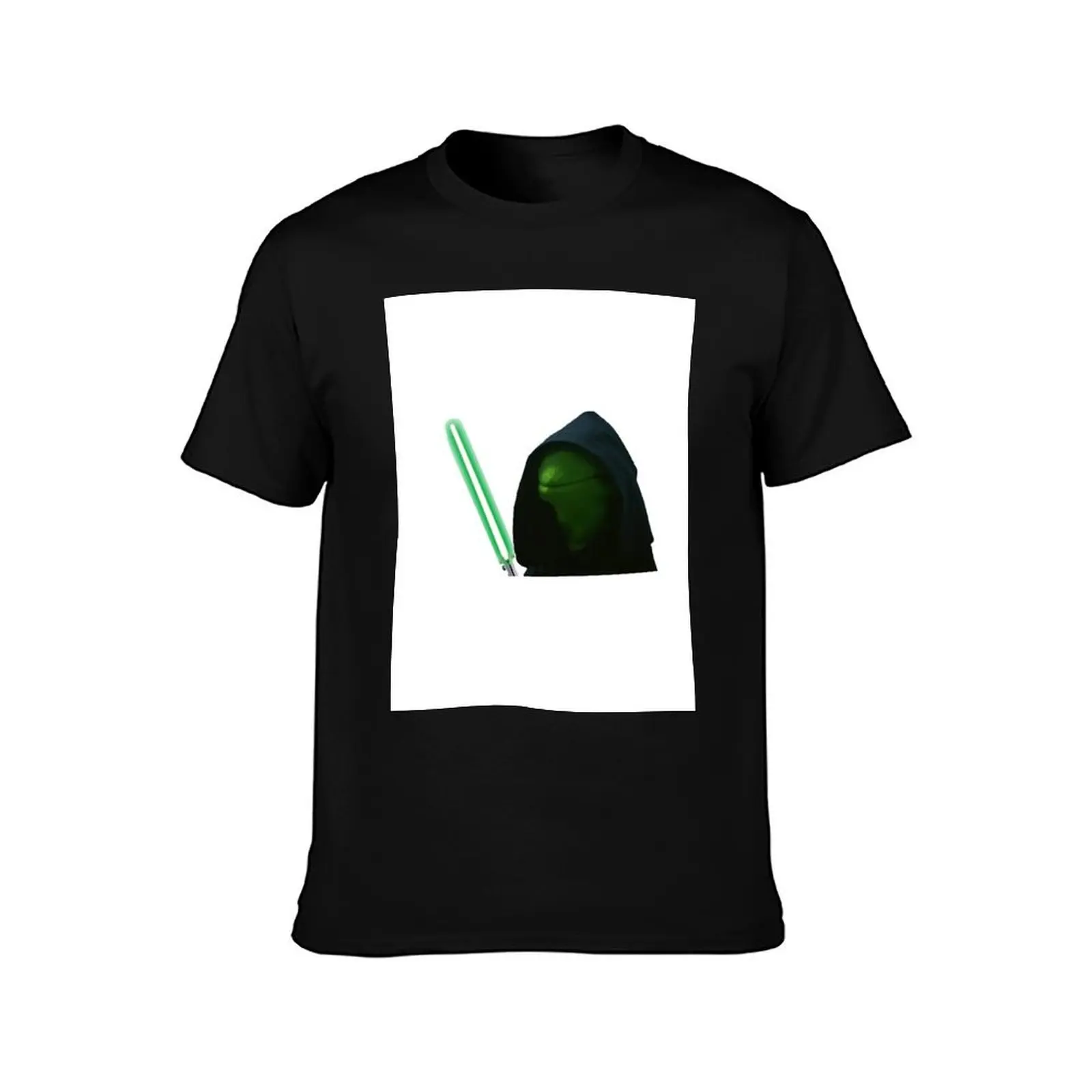 Hooded Kermit with Lightsaber T-Shirt Trendy Casual Short Sleeve Shirt T-Shirt