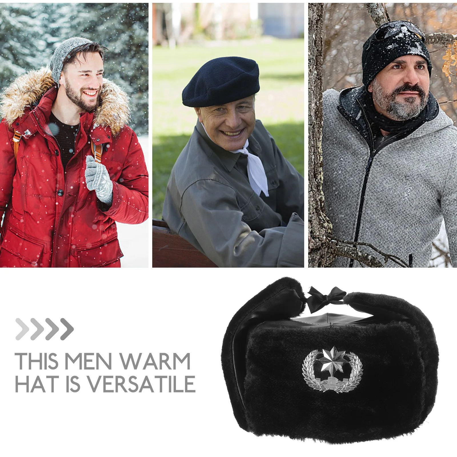 

Men's Warm Hat Ear Protection Vintage Style Soft Comfortable Cap for Outdoor Workers Travel Hiking Warm Hat for Men