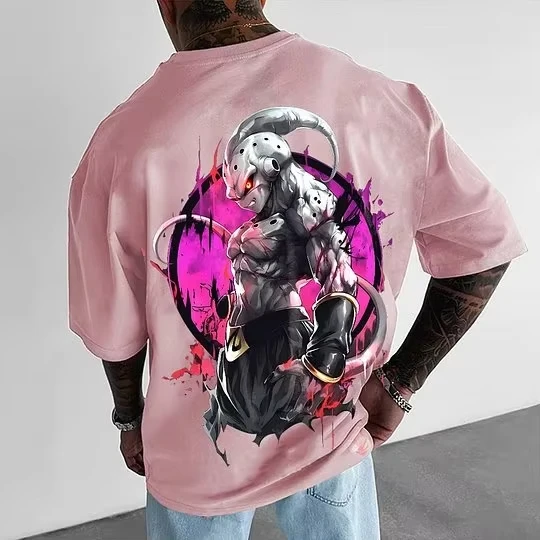 Broly Dragon Ball Animation Derivatives Loose Version Men Anime Muscle Graphics Streetwear Ink Splash Demon Horn Cotton
