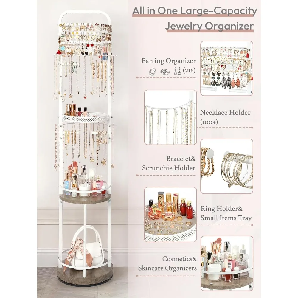 

Jewelry Holder Organizer, Floor Jewelry Organizer with Earring Organizer Necklace Holder