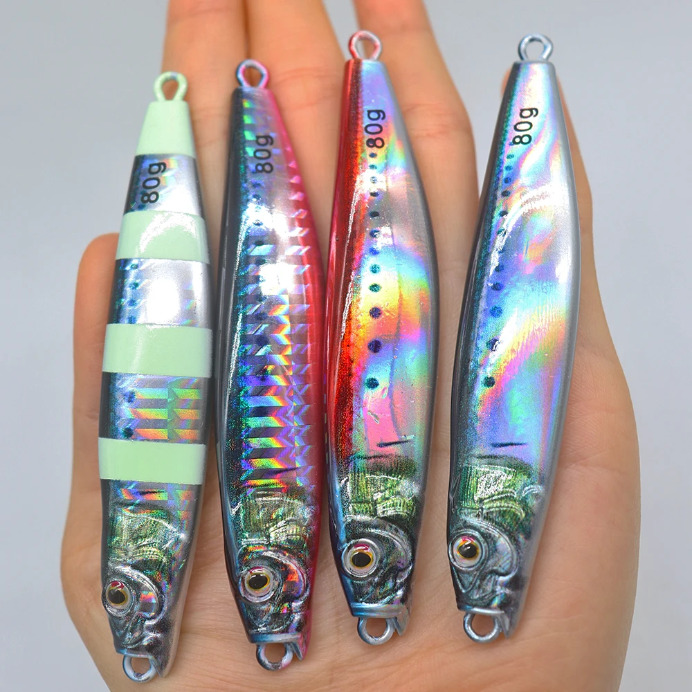 7.5cm 40g Metal Jig Sea Fishing 3D Printing Bass Fish Bait Tackle Trout Shore Slow Drag Cast Jigs Tuna Salwater Lure