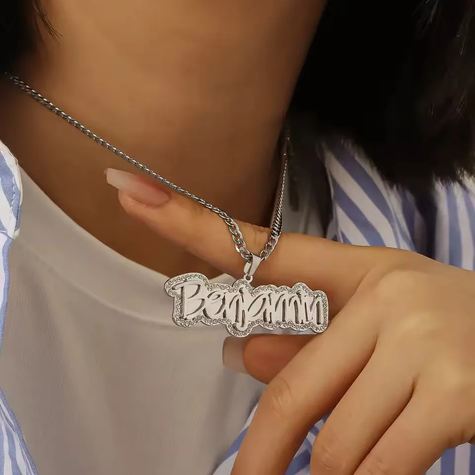 2026 جديد Dascusto مخصص مثلج خارج اسم قلادة شخصية الفولاذ المقاوم للصدأ الهيب هوب الصلب بلينغ قلادة مجوهرات للنساء هدايا #3