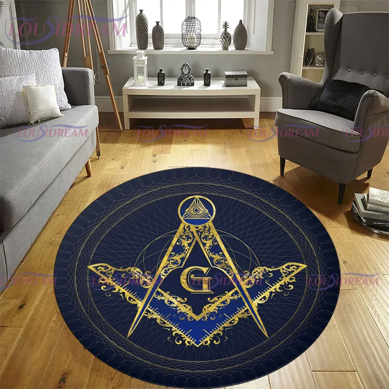 

Personalized Masonic Round Mat Illuminati Printed Retro Round Rug Living Room Decor Floor Mats Carpets for Bed Room Chair Mat