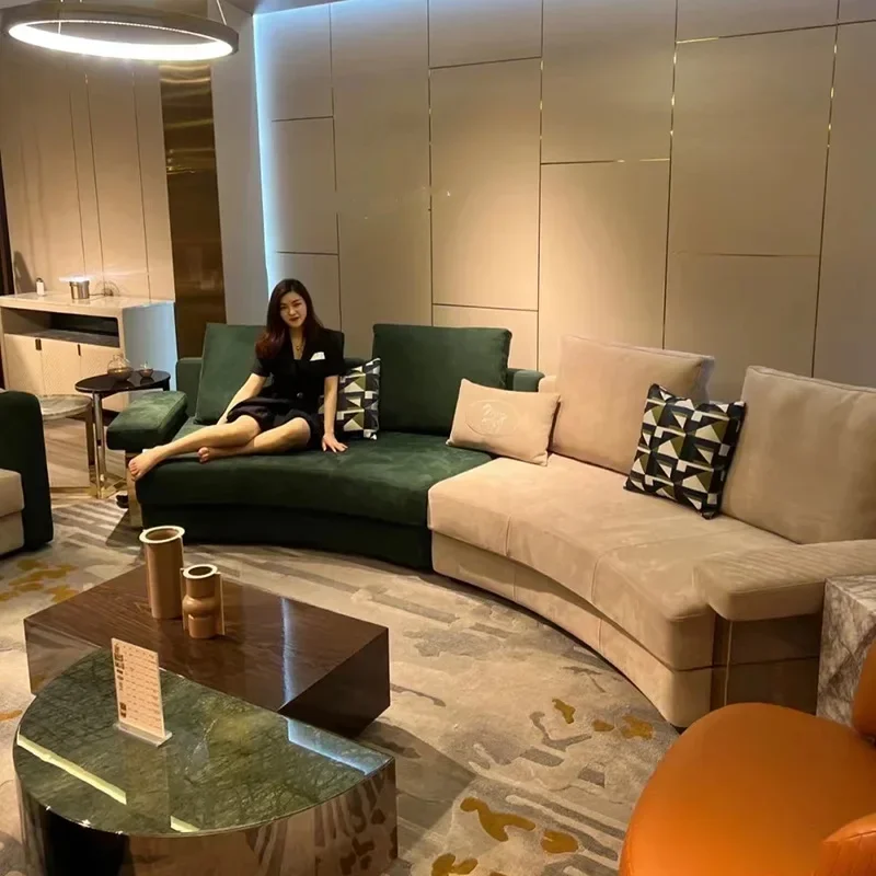 Modern double color matte leather sofa