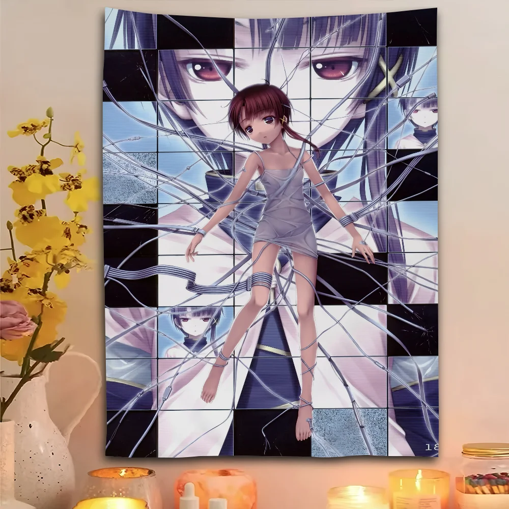 S-Serial E-Experiments Lain Tapestry 90x140cm Home Bedroom Living Room Bar Outdoor Microfiber Wall Art Decorated Banners