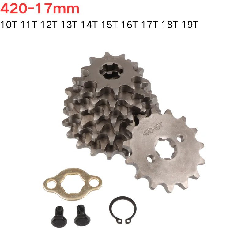 

420 -17mm 10/11/12/13/14/15/16/17/18/19T Front Engine Sprocket For 70cc 110cc 125cc Pit Bike Dirt Bike Dax Bike Go Kart ATV Quad