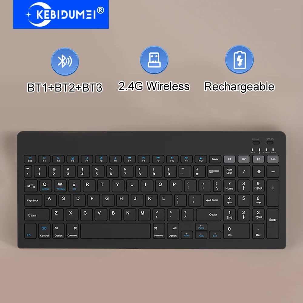 

Three Bluetooth Keyboard Dual Mode Keyboard 2.4G Wireless Keyboard Rechargeable Mini Keyboard Gaming Keyboard For PC Laptop