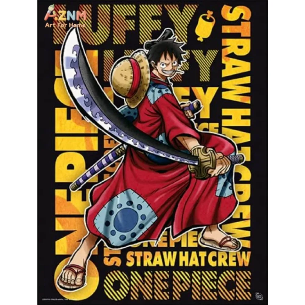 AZNM Unframed Canvas Print One Piece Anime Manga Collage Wall Art Luffy Crew Poster Home Decor view 2