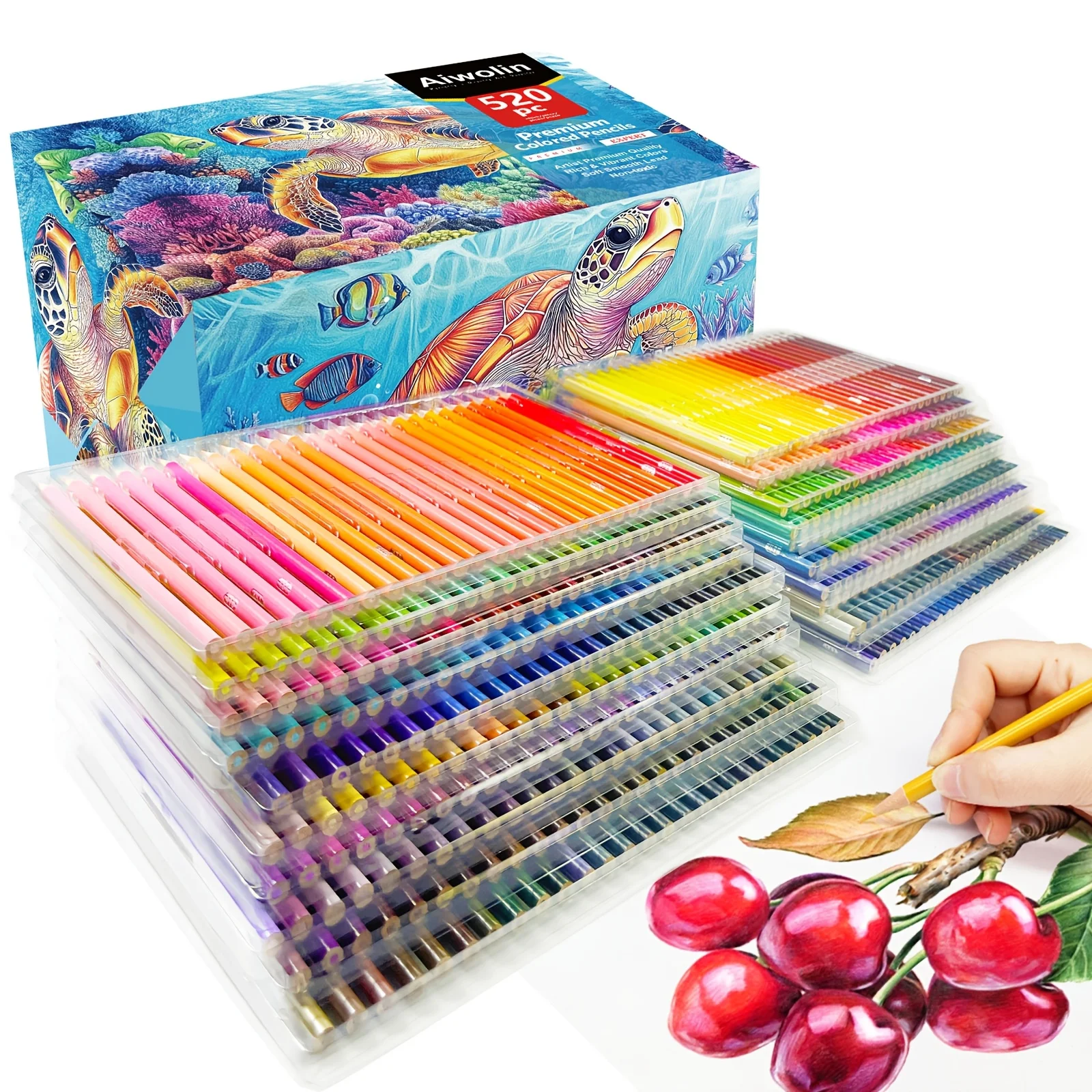 520 Premium Oil Based Colored Pencils for Adult Coloring, Artist Soft Series Lead Cores with Vibrant Colors,Art Pencils Gift Box