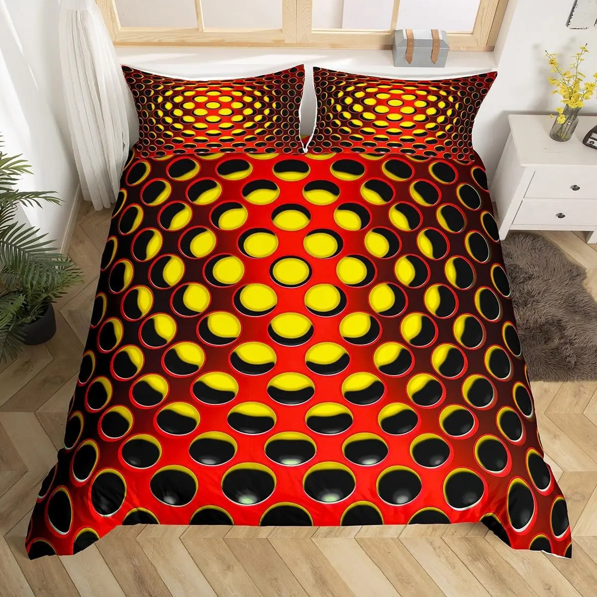Geometric Duvet Cover Abstract Stereoscopic Dense Hole Pattern Comforter Cover Modern Geometry Twin Full Queen King Bedding Set