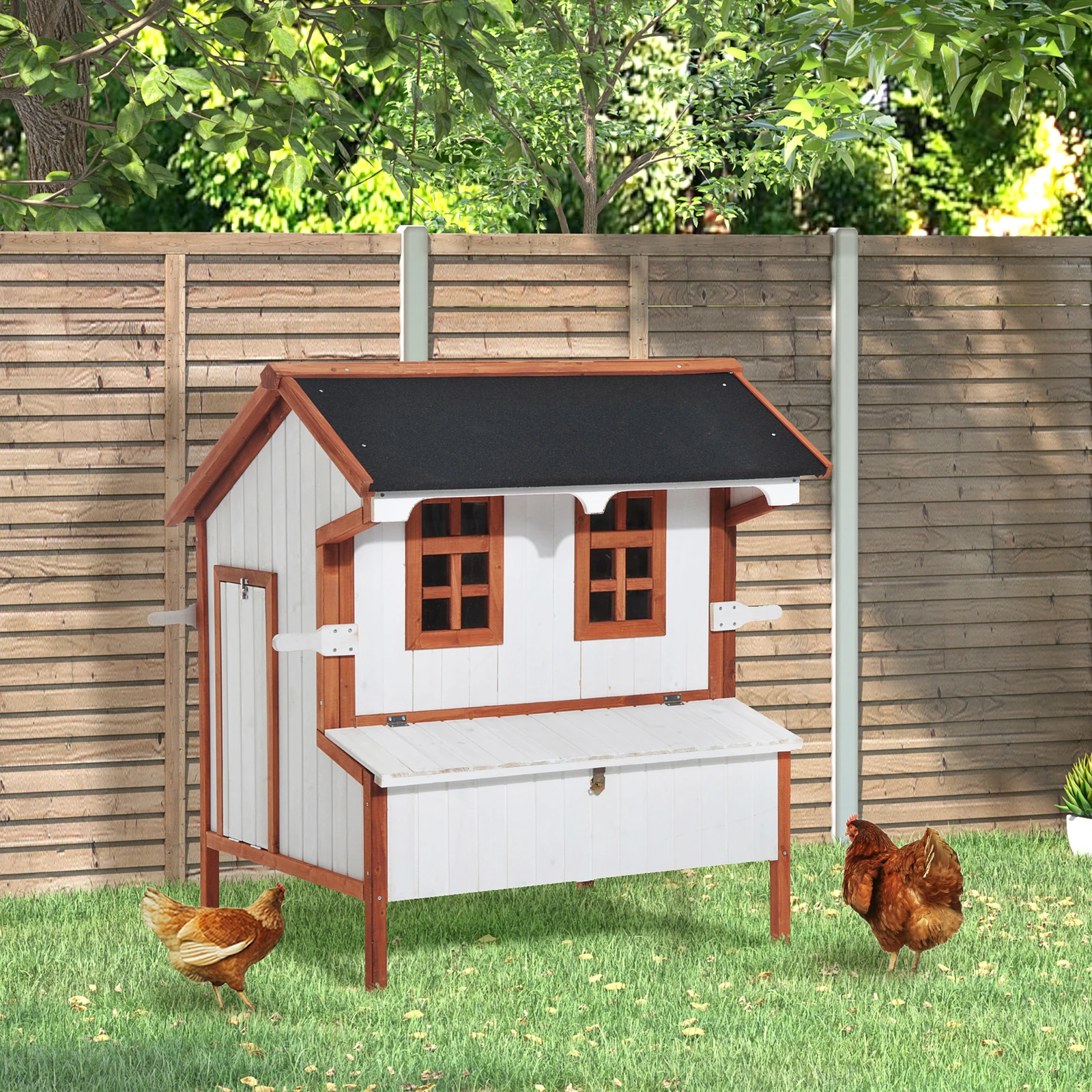 

Chicken Coop Hen Cage Poultry Hutch Nesting Box Roof Wooden Large House Door
