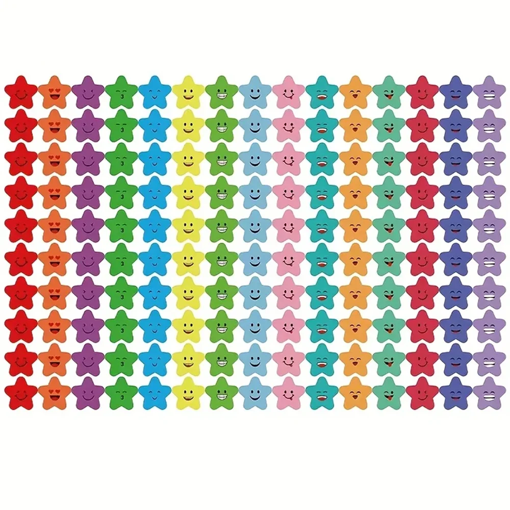 750-2250pcs  Happy Face Star Stickers For Chart Behavior Label Sticker DIY Craft Stationery Decals Decor Phone Laptop Gift Suppl