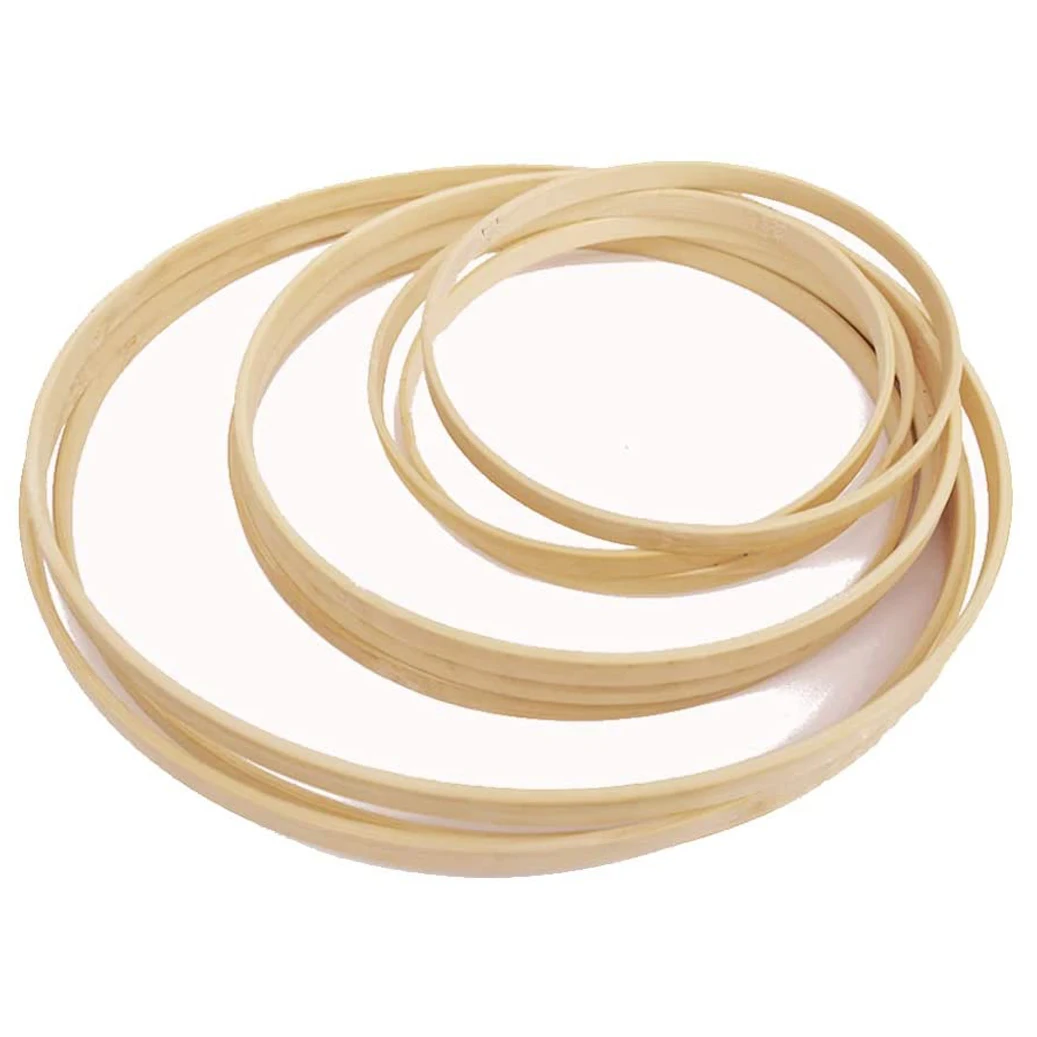 -A94Z خشبية الخيزران الأزهار الأطواق مجموعة إكليل مكرامية الحرفية هوب خواتم DIY بها بنفسك حلم الماسك إكليل الزفاف ديكور 9 قطعة