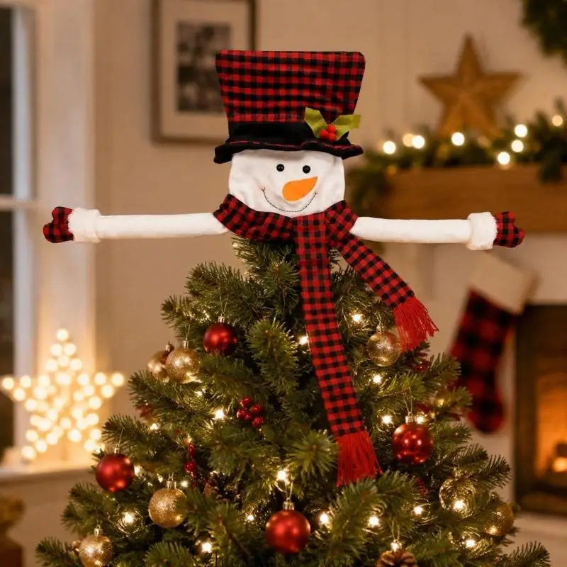 Weihnachts-Displayfigur mit weicher Stoffkonstruktion und rot-schwarzen Karos für Baumkronen, Einzelhandelsdisplays für den – Detail 9