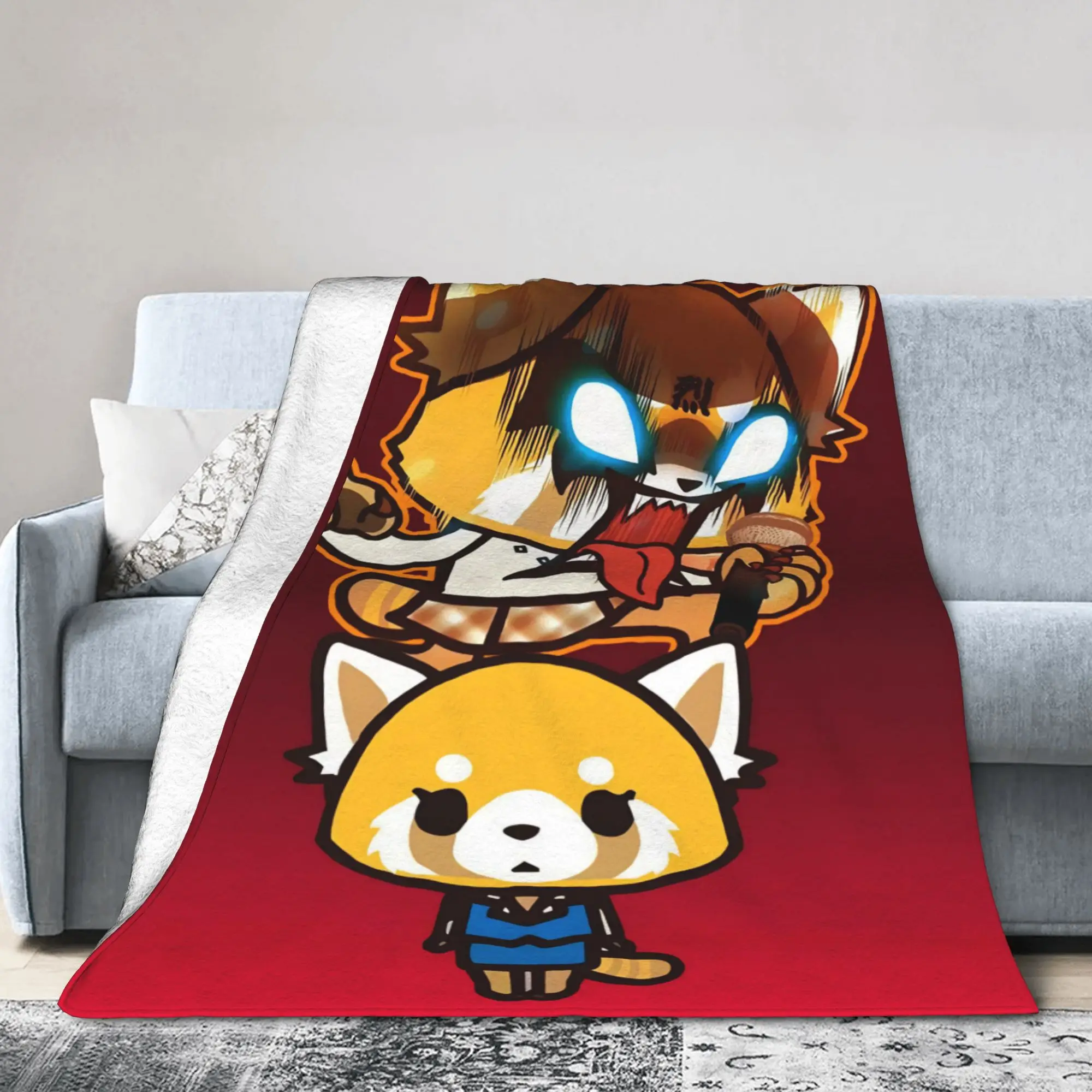 Aggretsuko Rage Blanket Retsuko Anime Wool Funny Soft Throw Blankets for Home  Winter