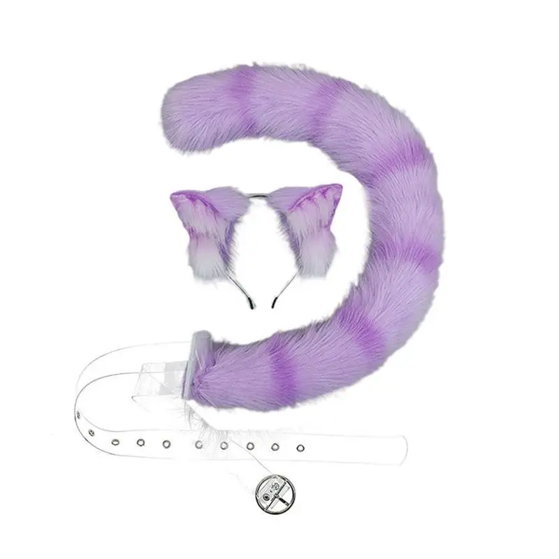 652f Faute en faux réglable pour le bandeau d'oreille chat le coffre queue en peluche costume fête prétendue multic