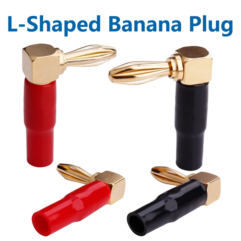 

10Pcs/4mm Bend Right Angle Wire Hole Banana Plug 90 Degree Gold Plated Connector with Soft Plastic Sheath