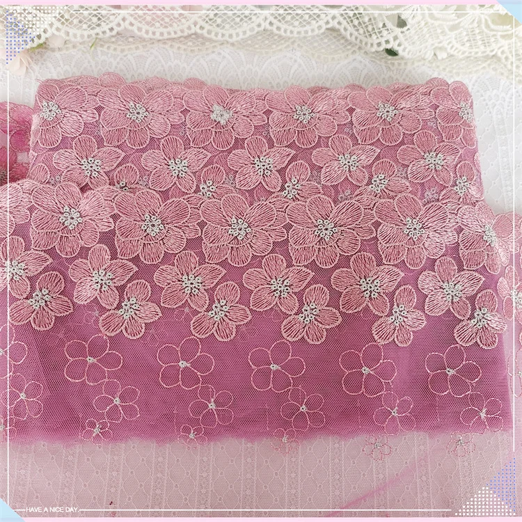 1 Yard 20cm wide Soft Mesh Embroidery Lace Trimmings Dress Accessories Lace Fabric Sewing Crafts Doll Material
