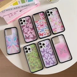 Wildflower 3D Ins butterfly Phone Case for iPhone 16 15 14 13 12 17 Pro Max Plus Air 16pro 17pro WF Cute Cartoon Cover Funda
