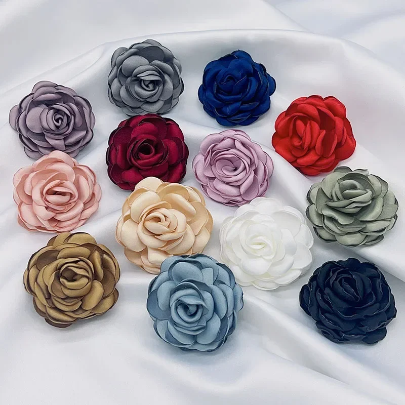 

1pcs Handmade Satin Fabric Artificial Flower For Wedding Party Craft Home DIY Bridal Headdress Women Decoration Fake Flower