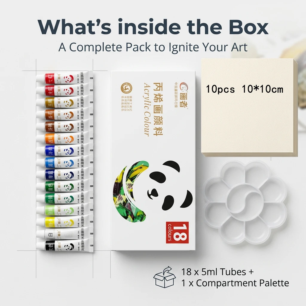Acrylic Painting Kit 12/18/24 Colors 5ml Each Palette And 10 Sheets 10*10cm Watercolor Paper Suitable for Student Painting